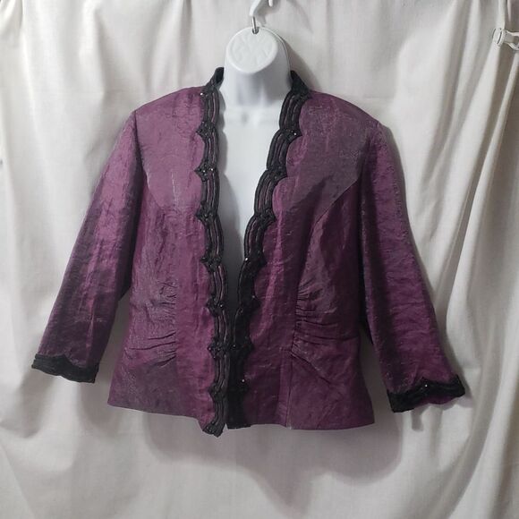 J.R. Nites by Carol Lin. EUC. Stunning Jacket in Purple & Black. Size 14. - Picture 1 of 12